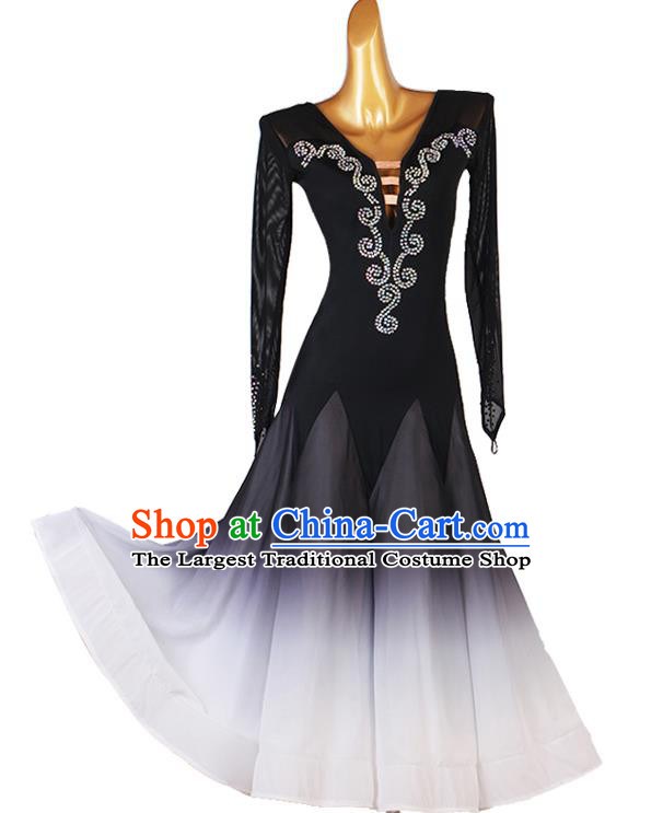 Professional Waltz Dance Black Dress Modern Dance International Dance Competition Costume for Women