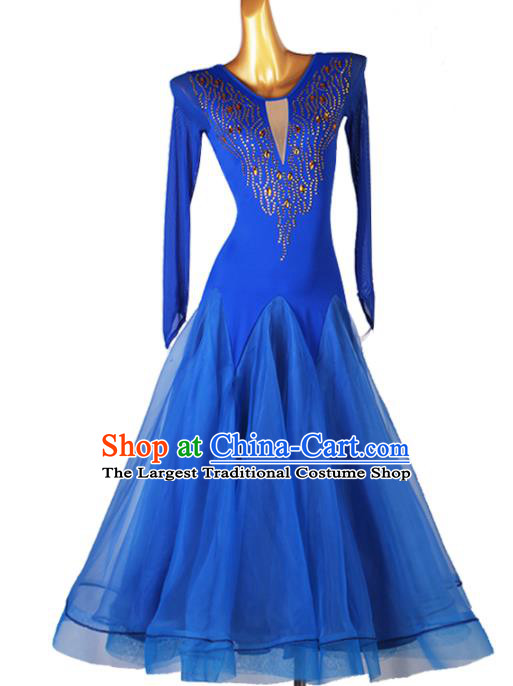 Professional Waltz Dance Royalblue Dress Modern Dance International Dance Competition Costume Women Ballroom Dancing Clothing