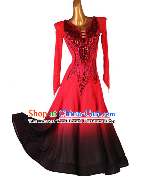 Professional Ballroom Dancing Fashion Waltz Dance Competition Costume Women International Dance Clothing Modern Dance Red Dress