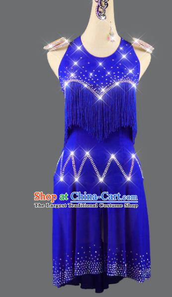 Professional Latin Dance Competition Clothing International Dancing Royalblue Dress Rumba Dance Costume Women Cha Cha Sexy Fashion