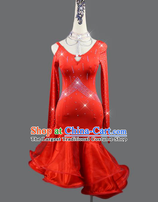 Professional Latin Dance Competition Red Dress Women Rumba Dance Costume Cha Cha Clothing Dancing Fashion