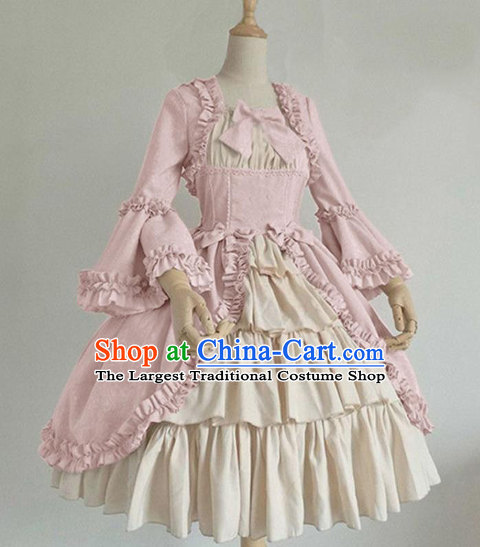 Western Gothic Garment Clothing Halloween Performance Formal Dress European Princess Pink Dress