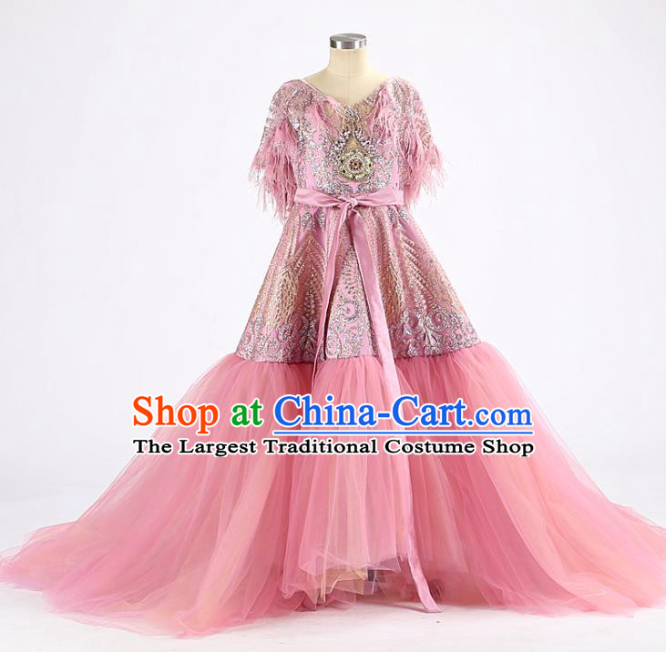 High Quality Chorus Performance Clothing Stage Show Fashion Dress Girl Catwalks Trailing Full Dress Children Dancewear