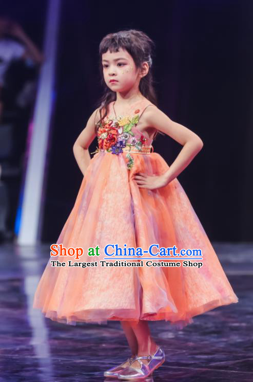 High Kid Birthday Full Dress Children Catwalks Dress Girl Stage Show Clothing Baby Chorus Garment Costume