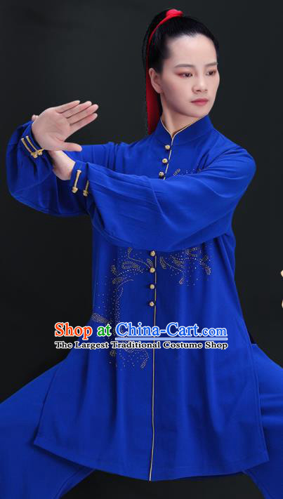 Chinese Tai Chi Training Royalblue Uniforms Wushu Competition Outfits Martial Arts Clothing Kung Fu Costumes