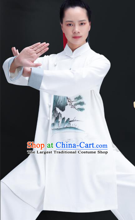 Chinese Kung Fu Costumes Tai Chi Training Uniforms Wushu Competition Hand Painting Landscape Outfits Martial Arts Clothing