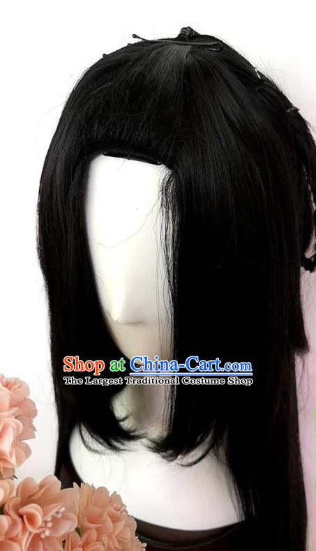 China Ancient Fairy Princess Black Wigs Traditional Drama Swords of Legends Xun Fang Hanfu Chignon Hairpieces Cosplay Young Beauty Wig Sheath