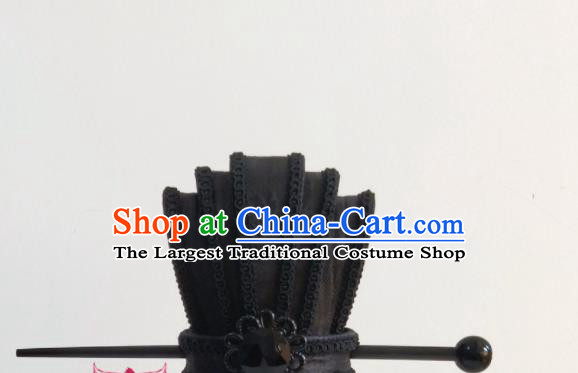 Handmade Chinese Three Kingdoms Scholar Black Hair Crown Ancient Military Counsellor Headwear Drama Traditional Hanfu Hairpin Headpiece