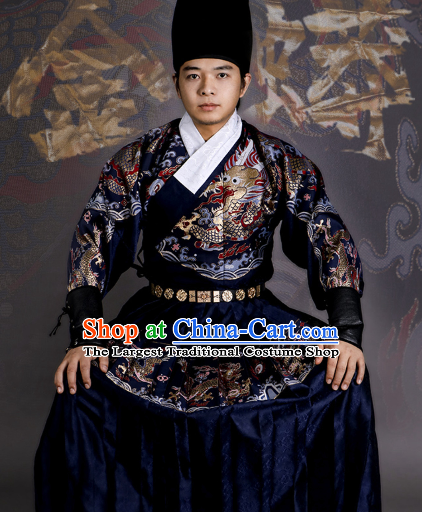 Ming Dynasty Male Dragon Robe Imperial Bodyguard Fly Fish Cloths for Men