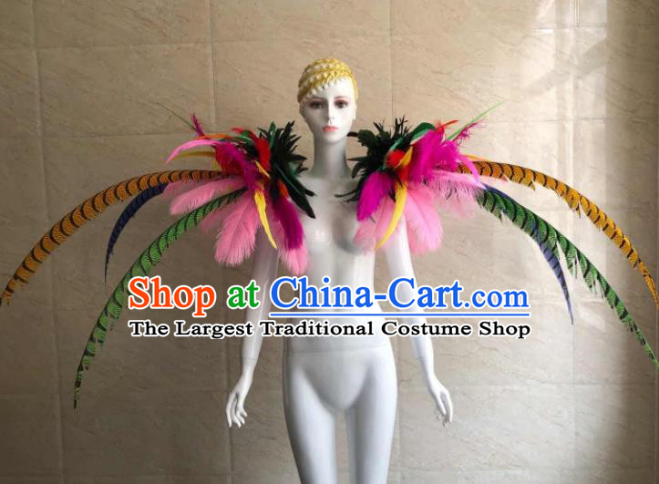 Professional Brazilian Carnival Catwalks Props Opening Dance Clothing Miami Deluxe Feathers Shoulder Accessories