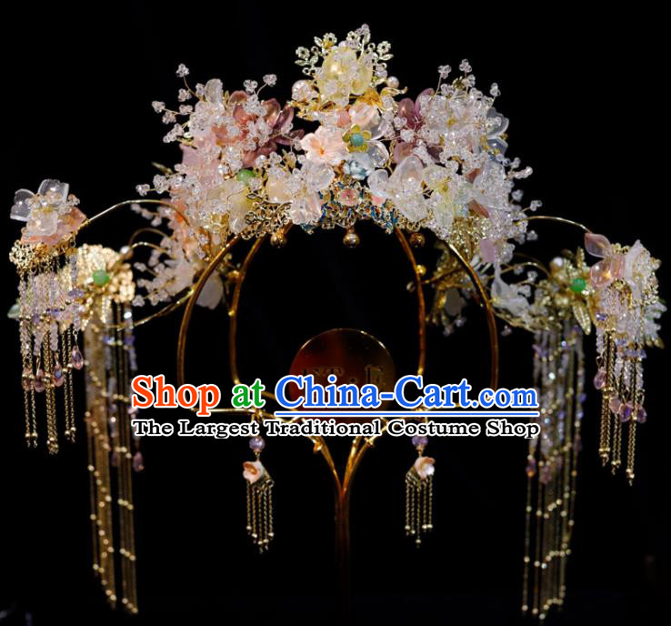 Chinese Classical Hair Crown Handmade Wedding Headpieces Xiuhe Suits Hair Accessories Ancient Bride Phoenix Coronet