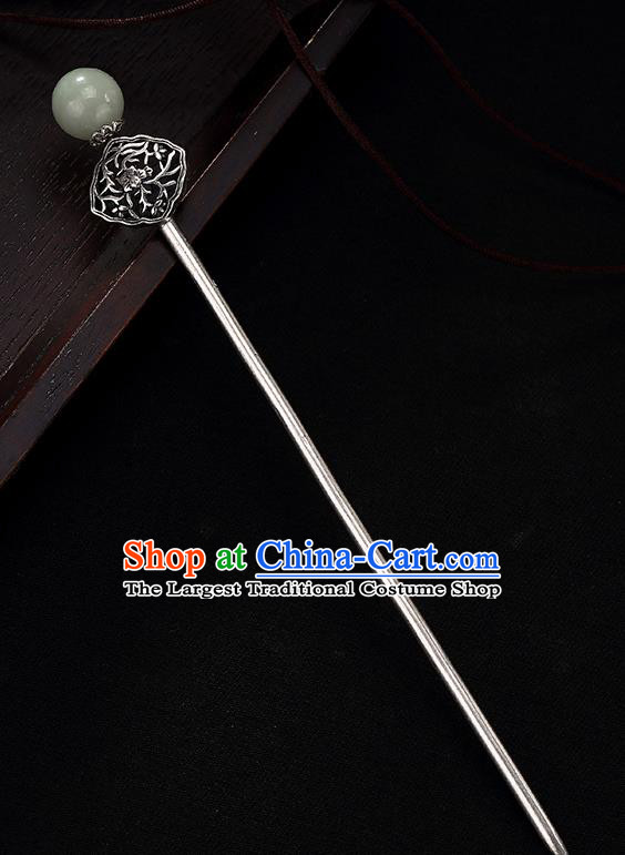 Chinese Cheongsam Accessories Headpiece Handmade Carving Hairpin Traditional Hair Jewelry Classical Silver Hair Stick