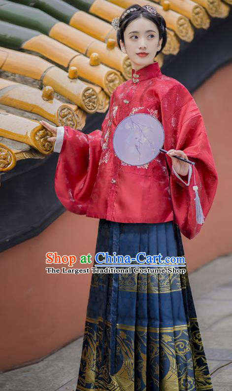 China Ming Dynasty Noble Woman Garment Costumes Traditional Historical Clothing Ancient Hanfu Dress for Rich Female