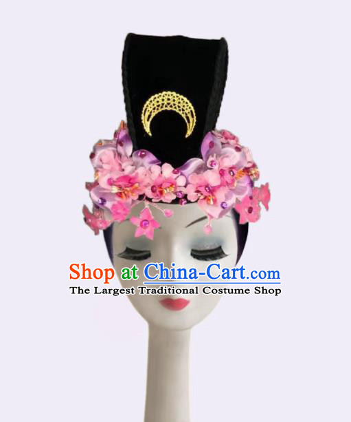 Handmade Chinese Classical Dance Wigs Chignon Female Peach Blossom Dance Hair Accessories Stage Performance Hairpieces