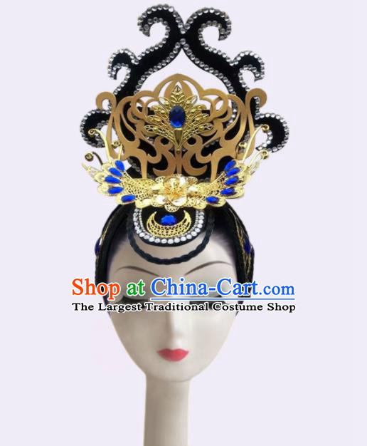 Handmade Chinese Court Dance Hair Accessories Stage Performance Hairpieces Classical Dance Wigs Chignon