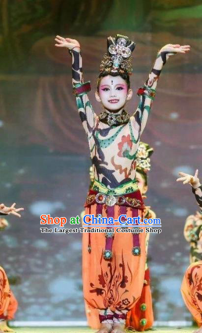 China Girl Stage Performance Dancewear Flying Apsaras Dance Clothing Fairy Dance Outfits Children Classical Dance Costumes