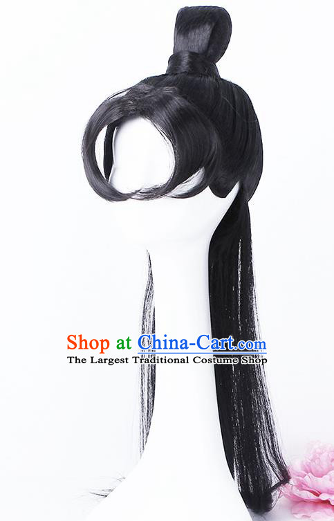 Chinese Traditional Cosplay Knight Headdress Ancient Young Swordsman Hairpieces Handmade Ming Dynasty Childe Wigs