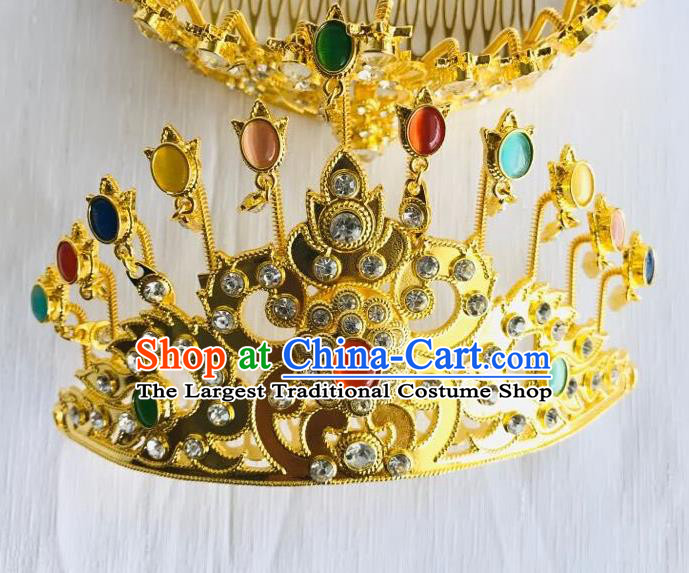 Handmade Chinese Yunnan Minority Folk Dance Hair Crown Ethnic Wedding Hair Accessories Dai Nationality Traditional Headdress