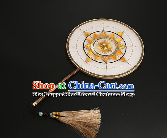 China Classical Dance Embroidered Fan Handmade Silk Palace Fan Traditional Hanfu Circular Fans