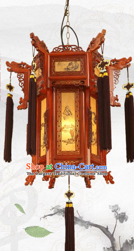 China Handmade Wood Carving Dragon Heads Lantern Classical Trotting Horse Lamp Traditional Festival Palace Lanterns