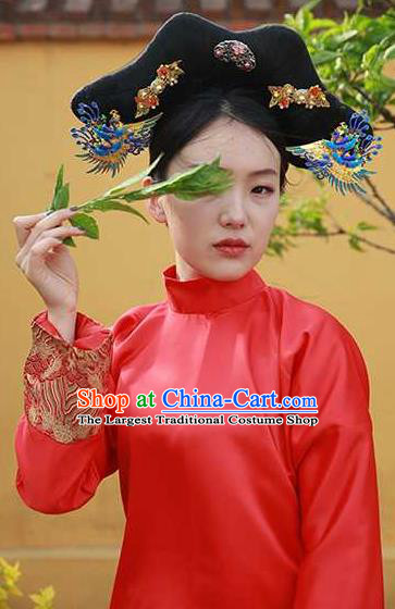 Chinese Ancient Manchu Princess Red Dress Drama Empresses in the Palace Garment Costume Qing Dynasty Court Lady Clothing