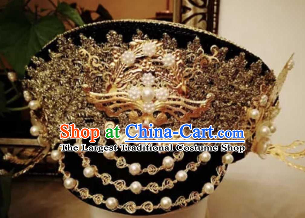 China Handmade Qing Dynasty Queen Hair Crown Traditional Empresses in the Palace Court Headwear Ancient Manchu Empress Hat