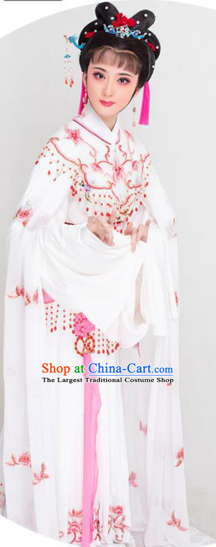 Chinese Ancient Swordswoman White Dress Beijing Opera Young Lady Garment Costumes Huangmei Opera Diva Clothing