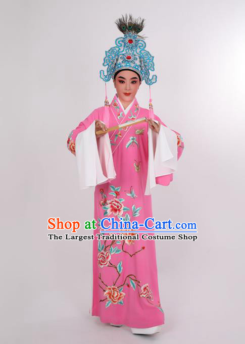 Chinese Opera Scholar Embroidered Rosy Robe Costume Beijing Opera Xiaosheng Uniforms Yue Opera Young Childe Clothing