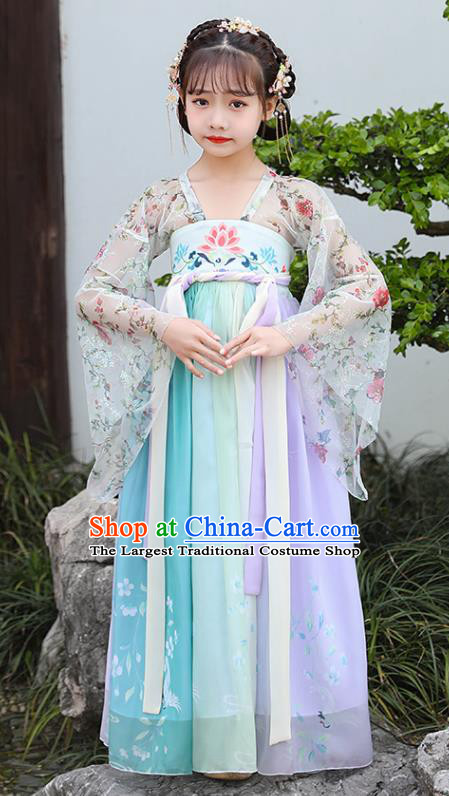 China Traditional Dance Clothing Children Hanfu Dress Ancient Girl Fairy Fashion Costumes