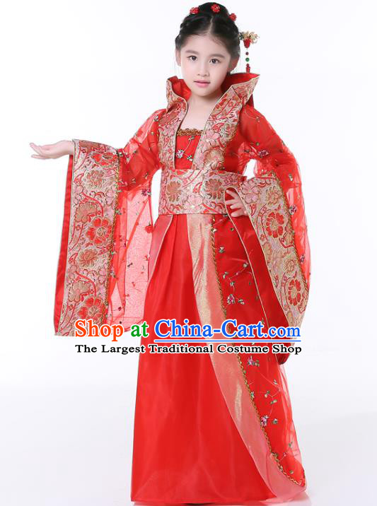 China Tang Dynasty Princess Clothing Ancient Imperial Consort Garment Costume Traditional Girl Performance Red Hanfu Dress