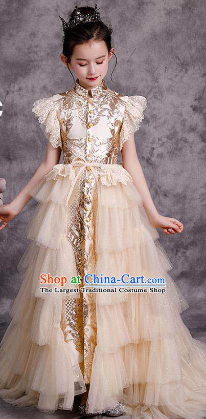 Professional Baroque Stage Show Fashion Clothing Catwalks Evening Dress Children Formal Costume Girl Compere Garment