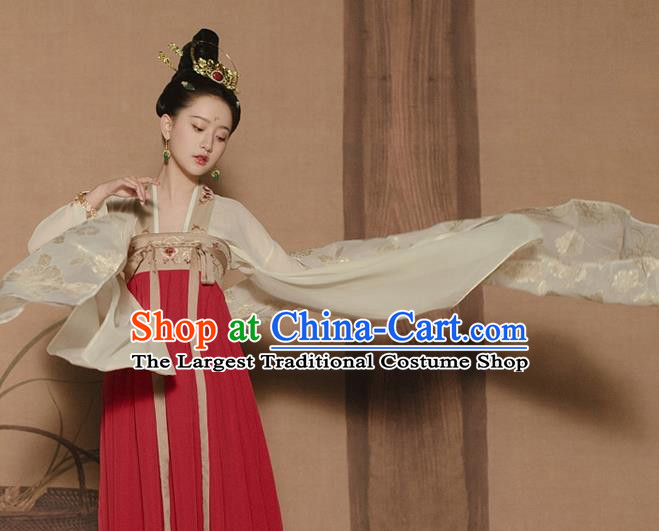 China Ancient Court Princess Garment Costumes Traditional Tang Dynasty Palace Lady Hanfu Dress Historical Clothing