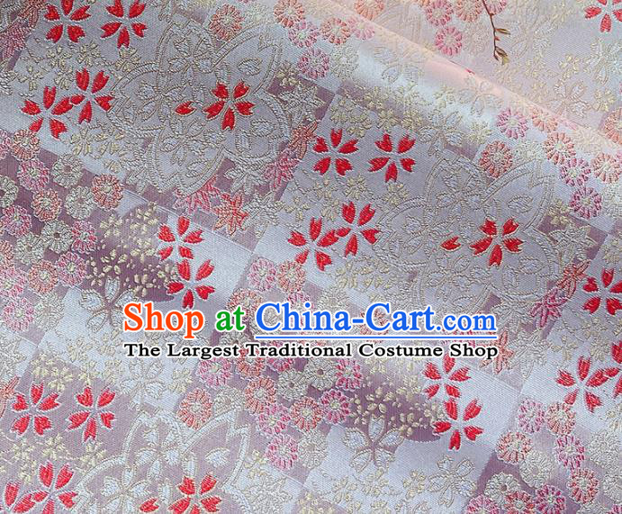 Japanese Traditional Sakura Pattern Pink Satin Drapery Asian Kimono Tapestry Fabric Nishijin Brocade