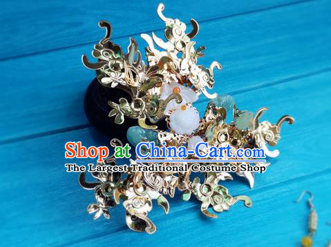 China Ancient Imperial Consort Hair Crown Drama The Legend of DuGu Headpiece Traditional Sui Dynasty Empress Hairpin