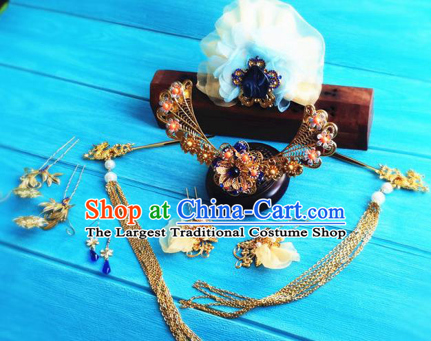 China Film Once Upon a Time Headpieces Traditional Han Dynasty Queen Hair Crown and Hairpins Ancient Goddess Hair Accessories