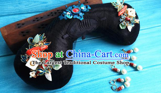 China Traditional Qing Dynasty Manchu Woman Wigs and Hairpins Ancient Imperial Consort Hairpieces Drama Story of Yanxi Palace Wei Yingluo Headdress