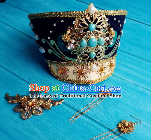 China Traditional Qing Dynasty Empress Hair Crown Ancient Queen Hat Drama Ruyi Royal Love in the Palace Headdress