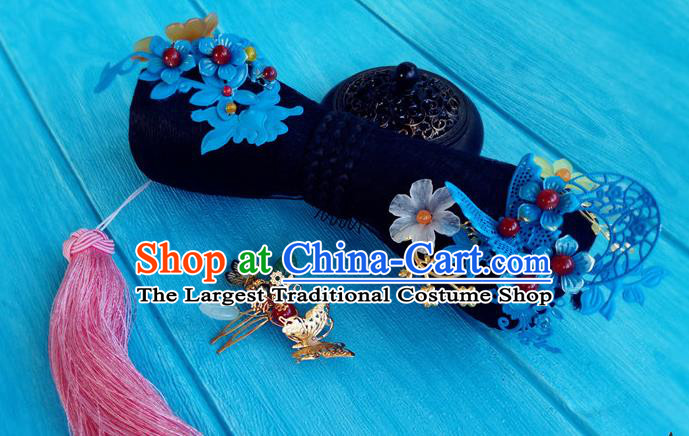 China Traditional Qing Dynasty Princess Wigs and Hairpins Ancient Manchu Lady Hairpieces Drama Story of Yanxi Palace Headdress