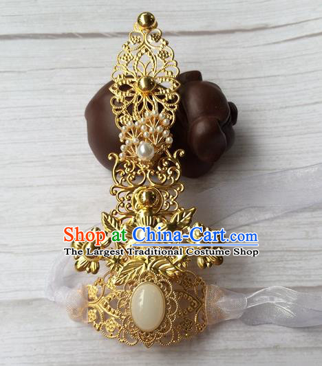 Chinese Traditional Tang Dynasty Swordsman Headwear Ancient Noble Childe Golden Hairdo Crown
