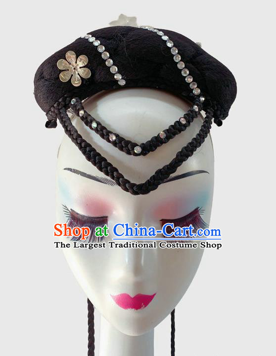 Chinese Classical Dance Wigs Chignon Court Dance Headpiece Traditional Woman Dance Headdress