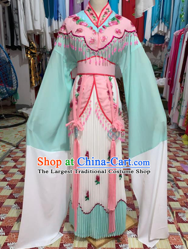 China Traditional Peking Opera Actress Clothing Ancient Noble Lady Garment Costumes Shaoxing Opera Princess Green Dress Outfits