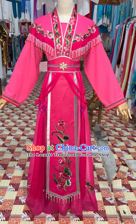 China Shaoxing Opera Diva Rosy Dress Outfits Traditional Peking Opera Huadan Clothing Ancient Young Beauty Garment Costumes