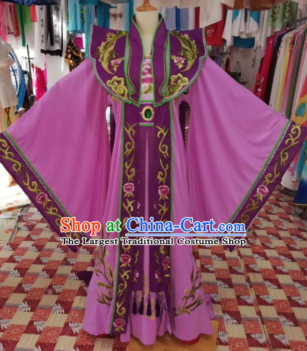 China Shaoxing Opera Imperial Concubine Purple Dress Outfits Traditional Peking Opera Hua Tan Clothing Ancient Empress Garment Costumes