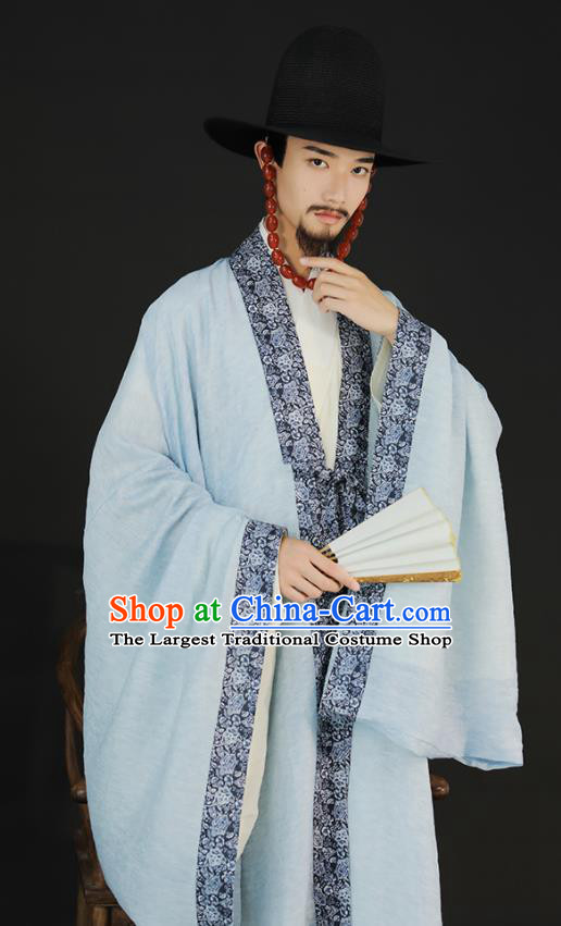 China Ancient Taoist Garment Costume Traditional Hanfu Cape Ming Dynasty Childe Cloak Clothing for Men