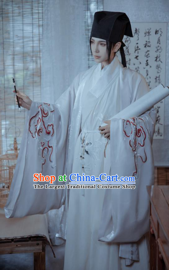 China Traditional Hanfu Priest Frock Ming Dynasty Swordsman Garment Costumes Ancient Young Childe Clothing Complete Set