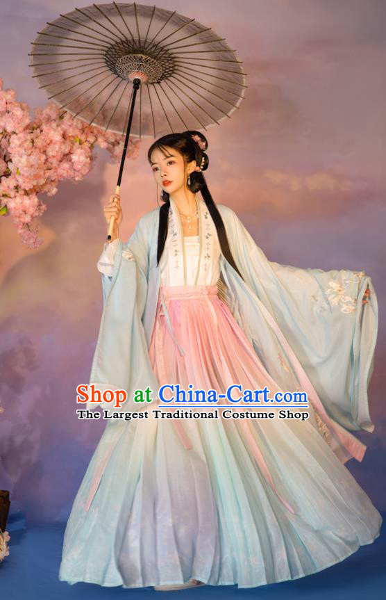 China Ancient Young Beauty Clothing Traditional Embroidered Hanfu Dress Song Dynasty Royal Princess Garment Costumes Complete Set