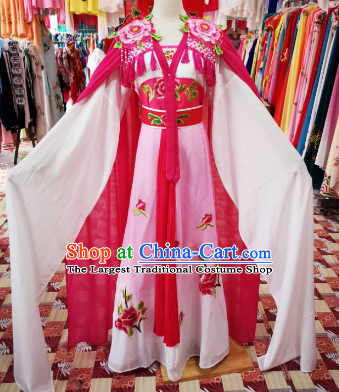 China Traditional Peking Opera Hua Tan Clothing Ancient Young Beauty Garment Costumes Shaoxing Opera Palace Lady Pink Dress Outfits