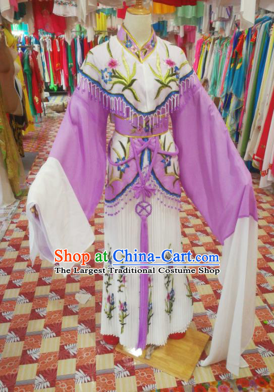 China Traditional Peking Opera Noble Lady Clothing Ancient Princess Garment Costumes Shaoxing Opera Actress Lilac Dress Outfits