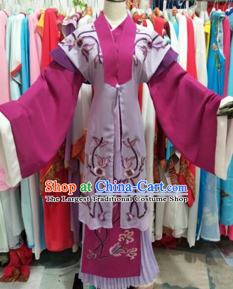 China Traditional Peking Opera Laodan Clothing Ancient Countess Garment Costume Shaoxing Opera Noble Dame Purple Dress Outfits