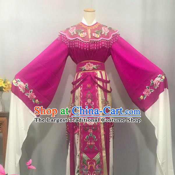 China Peking Opera Hua Tan Rosy Dress Outfits Ancient Imperial Consort Garment Costumes Traditional Shaoxing Opera Court Woman Clothing